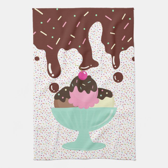 Ice Cream Sundae  Tea Towel (Vertical)