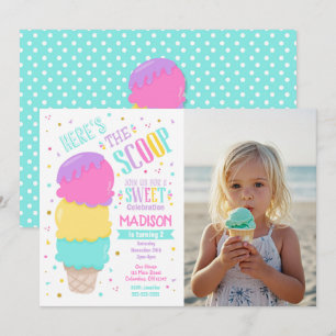 Ice Cream Sweet Birthday Party Photo Invitation