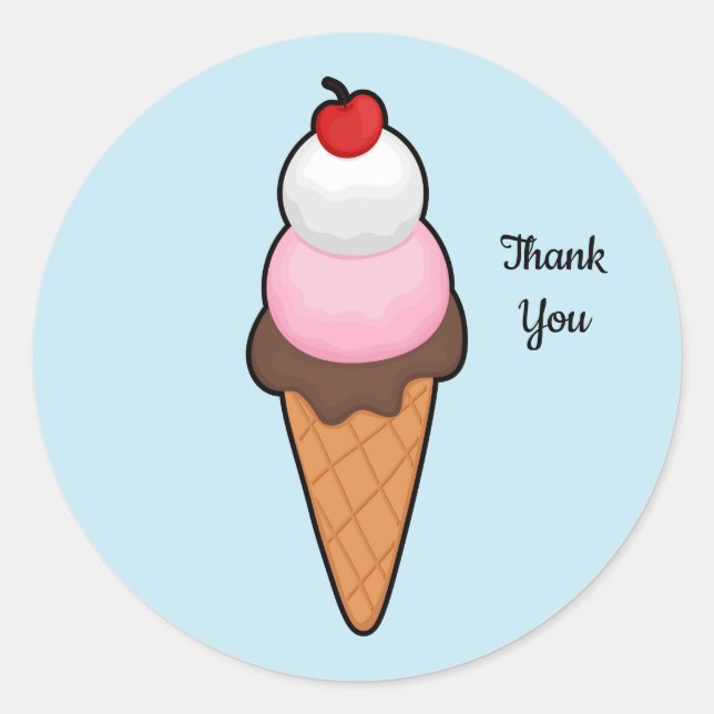 Ice Cream Sweet Custom Text  Classic Round Sticker (Front)