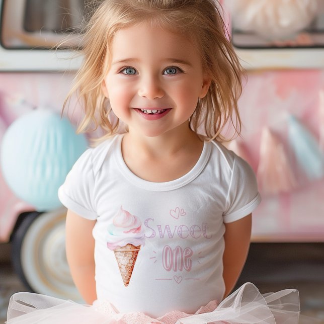 Ice cream Sweet One 1st Birthday party Baby T-Shirt (Creator Uploaded)