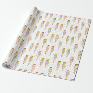 Ice Cream Theme Birthday, Editable Invitation Wrapping Paper