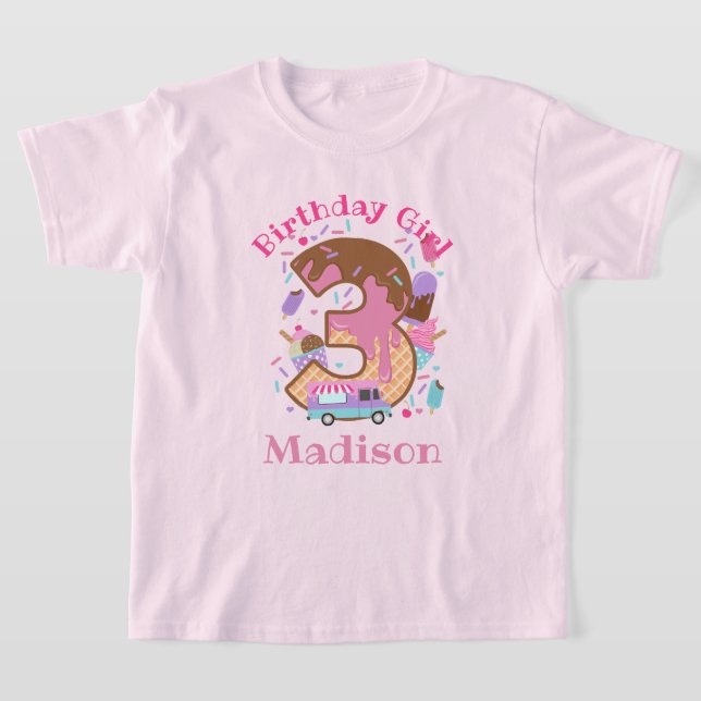 Ice Cream Third birthday toddler tshirts (Laydown)