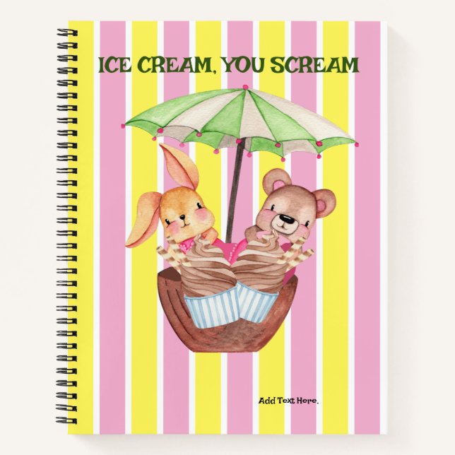 Ice Cream Treats 8.5" x 11" Spiral Notebook (Front)