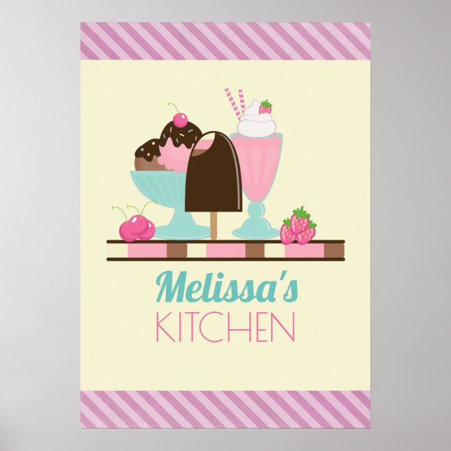 Ice Cream Treats Personalised Kitchen Poster (Front)