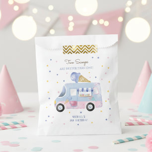 Ice cream truck 2 scoops second birthday favour bags
