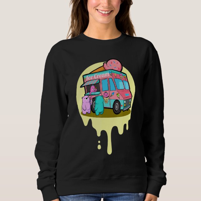 Ice Cream Truck Bears Rainbow Colour Dessert Sweet Sweatshirt (Front)