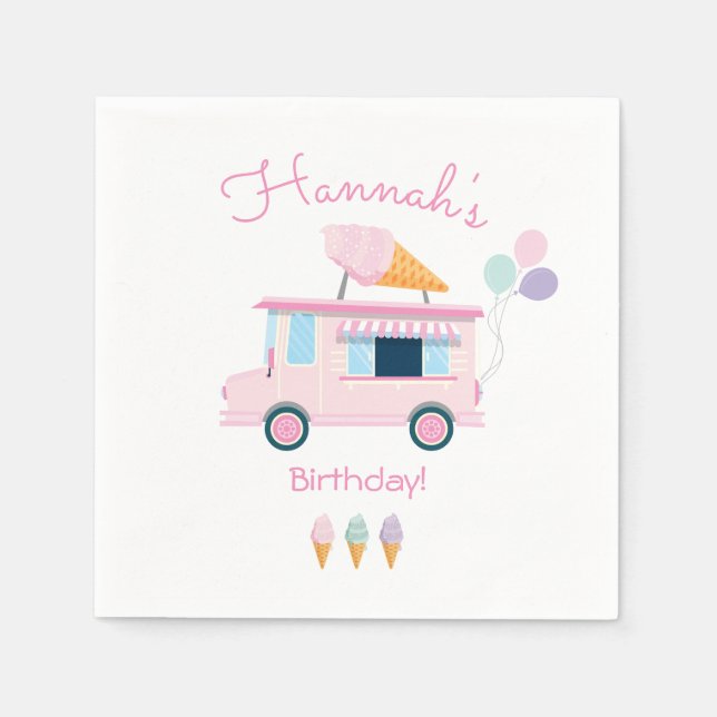 Ice Cream Truck Birthday Party Napkin (Front)