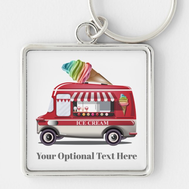 Ice Cream Truck custom name key chains (Front)