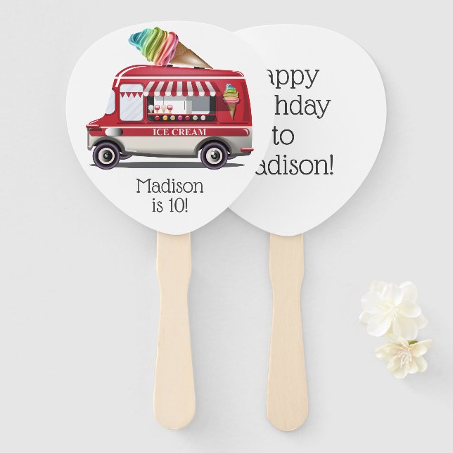 Ice Cream Truck custom text fan set (Front and Back)