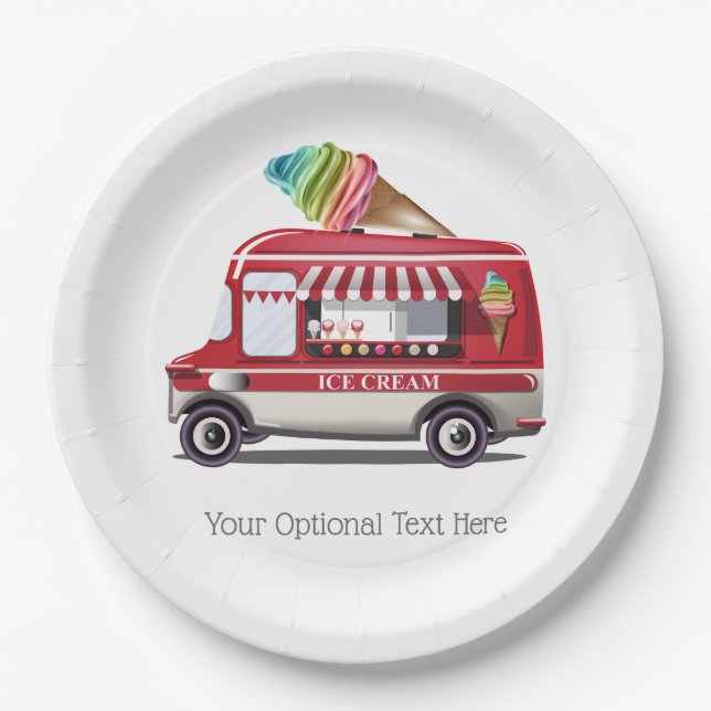 Ice Cream Truck custom text paper plates (Front)