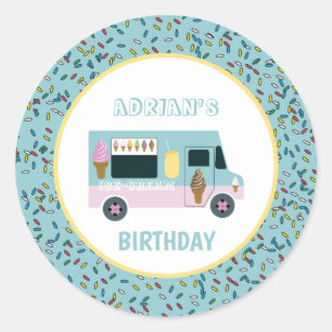 Ice Cream Truck Design Birthday Party Classic Round Sticker