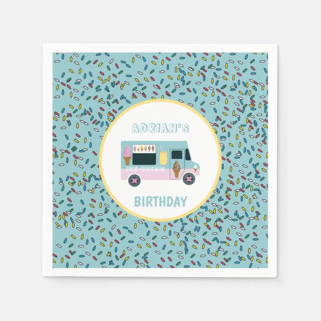 Ice Cream Truck Design Birthday Party   Napkin (Front)