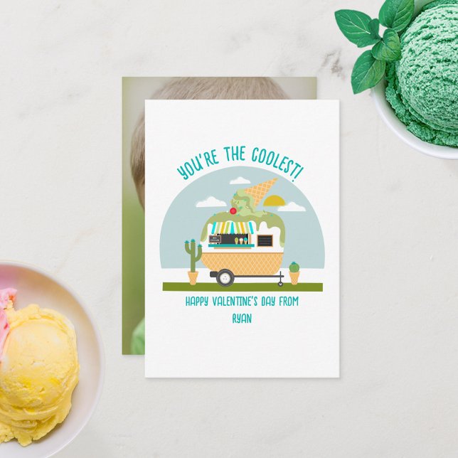Ice Cream Truck Photo Green Classroom Valentine  Card (Creator Uploaded)