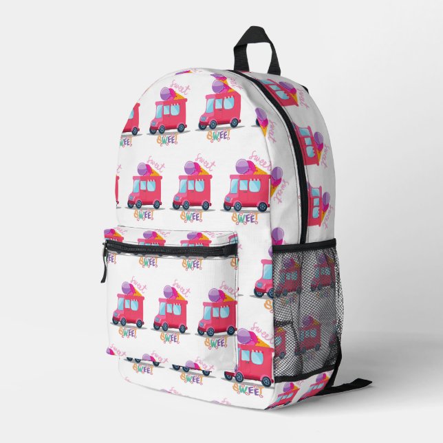 ice cream truck printed backpack (Back Corner Right)