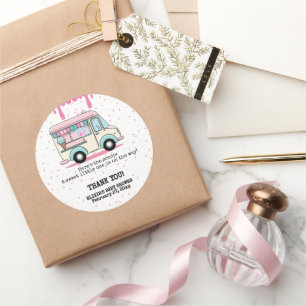 Ice Cream Truck Scoop Sprinkles Baby Shower Classic Round Sticker