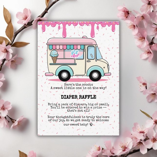 Ice Cream Truck Scoop Sprinkles Baby Shower Enclosure Card (Creator Uploaded)