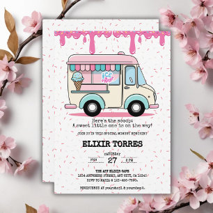 Ice Cream Truck Scoop Sprinkles Baby Shower Invitation