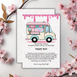 Ice Cream Truck Scoop Sprinkles Baby Shower Thank You Card