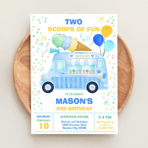 ice Cream Truck Scoops Of Fun Birthday Invitation