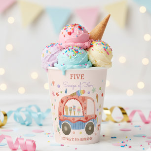 Ice cream truck Scoops of fun kids birthday Paper Cups
