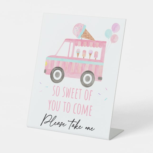 Ice Cream Truck So Sweet Birthday Favour Pedestal Sign (Front)