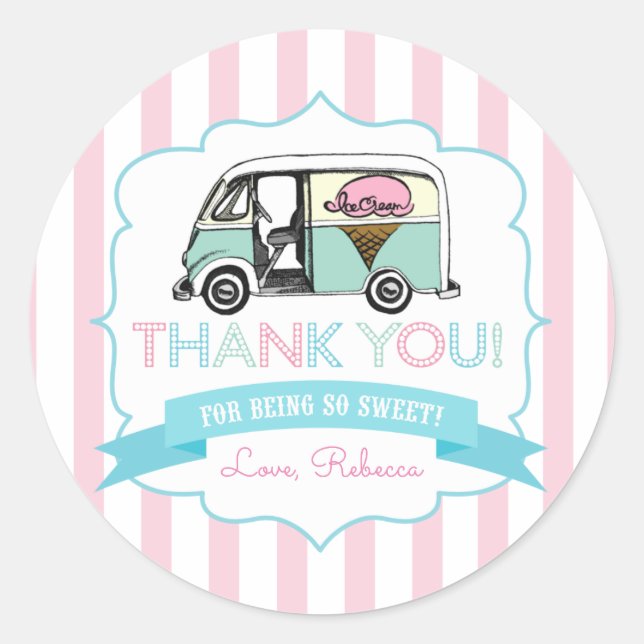 Ice Cream Truck Thank You Stickers (Front)