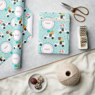 Ice Cream Trucks Happy Birthday Personalised Wrapping Paper