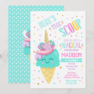 Ice Cream Unicorn Birthday Invitation Magical