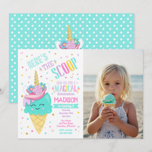 Ice Cream Unicorn Magical Birthday Invitation