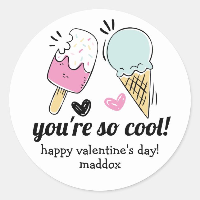 Ice Cream Valentine Sticker (Front)