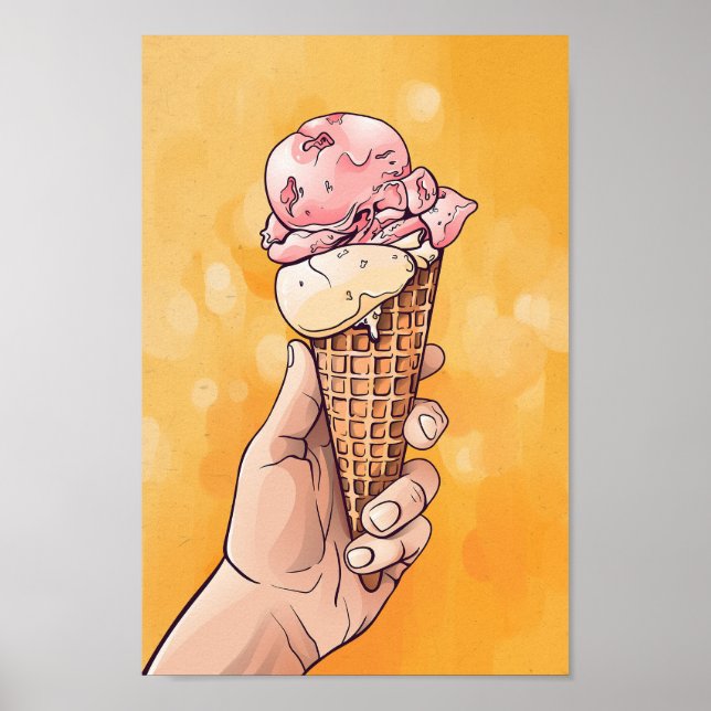 Ice Cream Vintage Retro Artwork Poster (Front)
