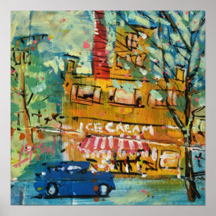 Ice Cream Visit Painting / Artist Larry Lerew Poster
