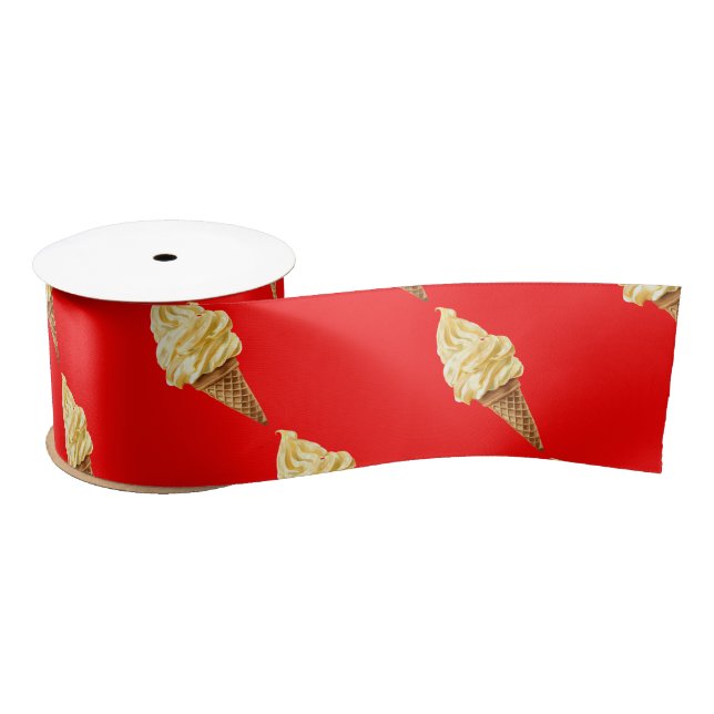 Ice-cream Vivid red Satin Ribbon (Spool)