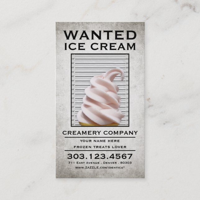 ice cream wanted poster loyalty card (Front)