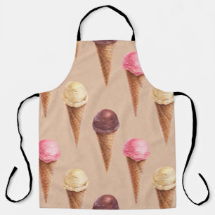Ice Cream Watercolor Seamless Illustration Apron
