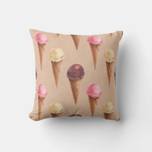 Ice Cream Watercolor Seamless Illustration Cushion