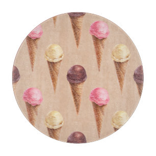Ice Cream Watercolor Seamless Illustration Cutting Board