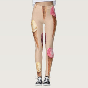 Ice Cream Watercolor Seamless Illustration Leggings