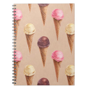 Ice Cream Watercolor Seamless Illustration Notebook