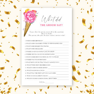 Ice cream - What did the groom say bridal game