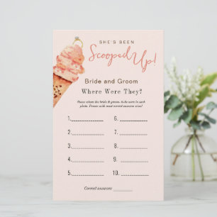 Ice Cream "Where were they" Bridal shower game