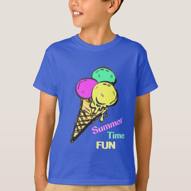 Ice Cream White Colour Summer Time Fun T-Shirt (Front)