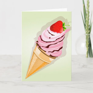 Ice Cream With A Strawberry Card