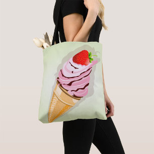 Ice Cream With A Strawberry Tote Bag
