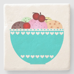 Ice Cream with Cherries Stone Coaster