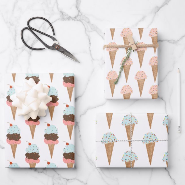 Ice Cream with Sprinkles Modern Colourful Cute Gif Wrapping Paper Sheet (Front)