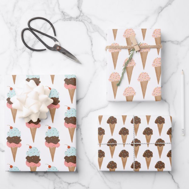 Ice Cream with Sprinkles Modern Colourful Cute Gif Wrapping Paper Sheet (Front)