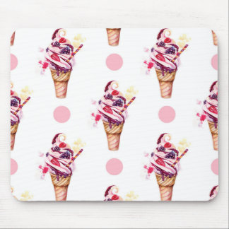 Ice cream with strawberry and blackberry mouse pad