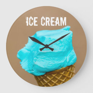Ice cream with waffle macro large clock