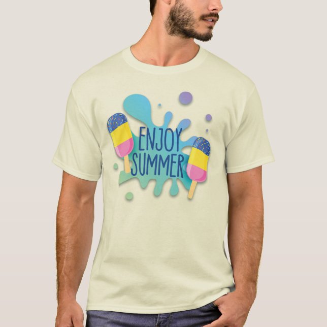 Ice Cream With Water Splash/ Shadow Effect T-Shirt (Front)